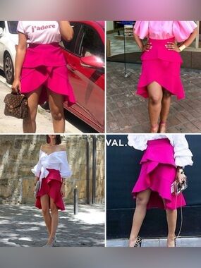 Zara Midi Mini Mullet Skirt Pink Ruffles Size Small